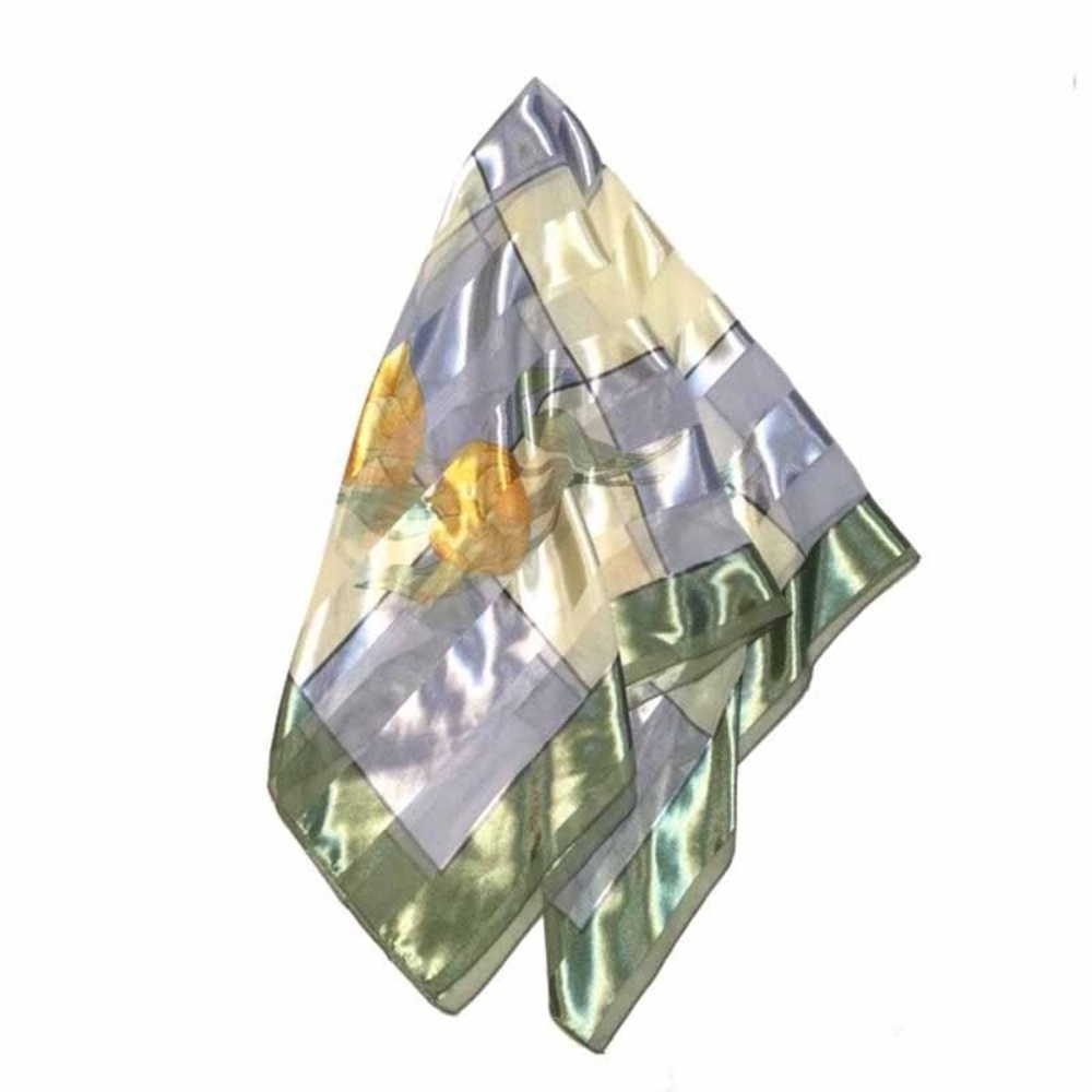 Scarf - Shimmery Pastel Geometric w/Flower
